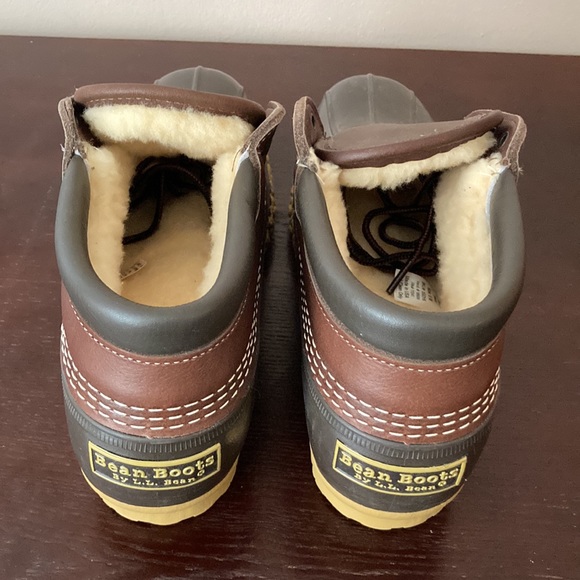 LL BEAN VINTAGE SHEARLING LINED DUCK BOOTS NWOT WARM dark Brown - Picture 3 of 11